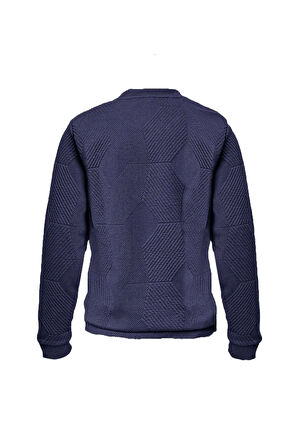 Süvari Bol Kesim O Yaka Kapitone Etnik Desenli Siyah Sweatshirt