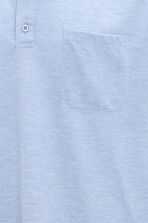 Saks Mavi Regular Armürlü Polo Yaka Tişört