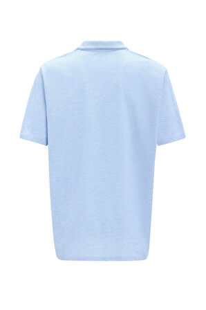 Saks Mavi Regular Armürlü Polo Yaka Tişört
