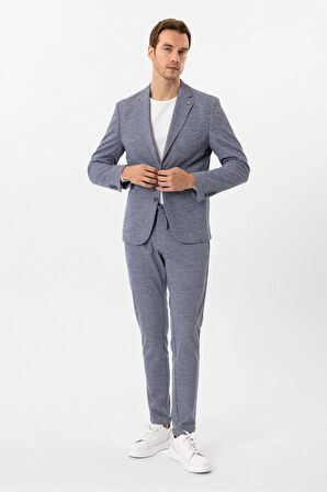 Slimfit Desenli Takım Elbise