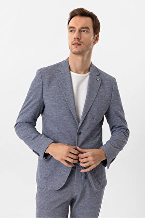 Slimfit Desenli Takım Elbise