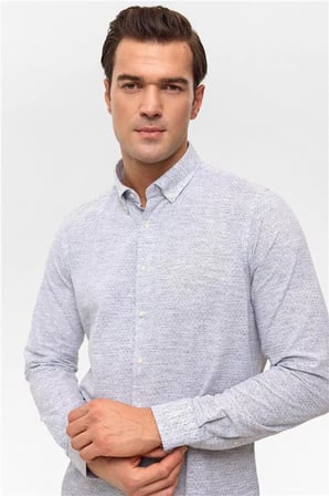 Siyah Slim Düğmeli Yaka Düz Casual Gömlek