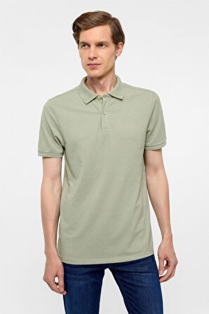 Haki Regular Armürlü Polo Yaka Tişört