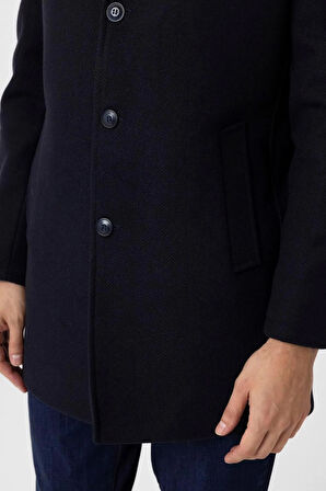 Sivri Yaka Slim Kalıp Desenli Kaban