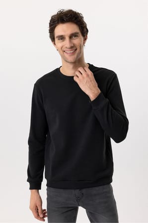 O Yaka Regular Kalıp Düz Sweatshirt