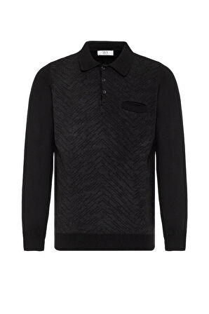 Polo Yaka Regular Kalıp Desenli Triko