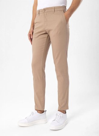 Süvari Bej Erkek Slim Fit Armürlü Pantolon PN2020500670