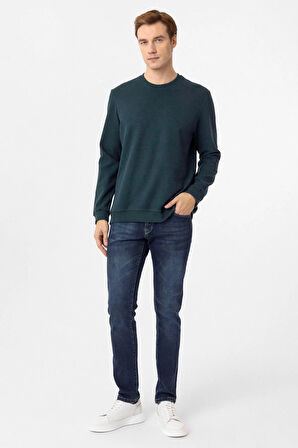 O Yaka Regular Kalıp Desenli Triko