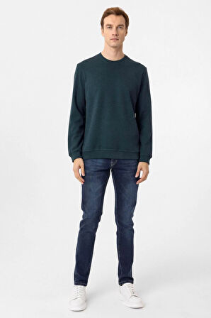 O Yaka Regular Kalıp Desenli Triko