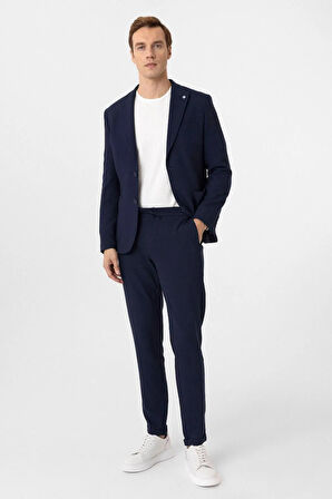 Slimfit Desenli Takım Elbise