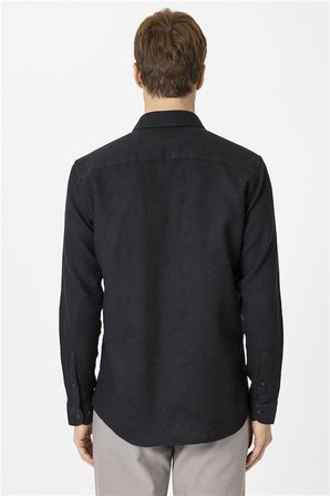 Siyah Slim Klasik Yaka Casual Gömlek