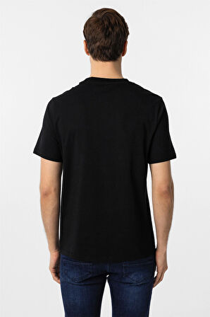 Siyah Regular Düz Bisiklet Yaka Tişört