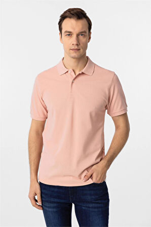 Koyu Pembe Regular Armürlü Polo Yaka Tişört