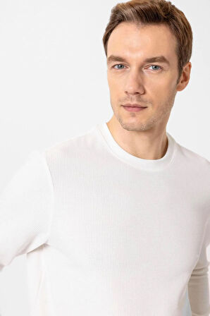 O Yaka Regular Kalıp Armürlü Triko