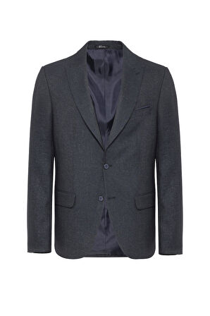 Lacivert Slim Fit Desenli Sivri Yaka 6 Drop Klasik Takım Elbise