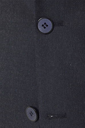 Lacivert Slim Fit Desenli Sivri Yaka 6 Drop Klasik Takım Elbise