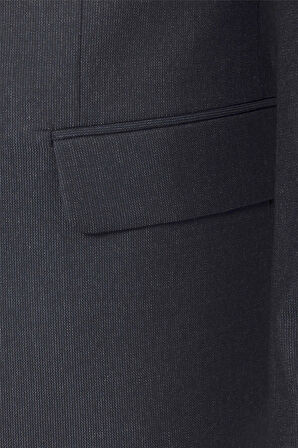 Lacivert Slim Fit Desenli Sivri Yaka 6 Drop Klasik Takım Elbise