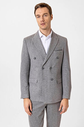 Slim Kalıp Desenli Takım Elbise