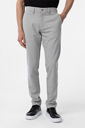 Gri Slim Fit Desenli Kumaş Pantolon