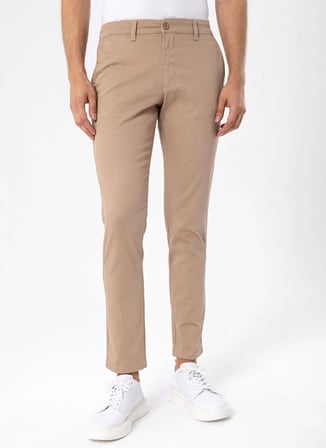 Süvari Bej Erkek Slim Fit Armürlü Pantolon PN2020500684