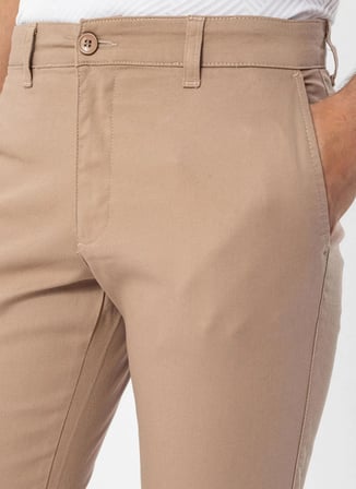 Süvari Bej Erkek Slim Fit Armürlü Pantolon PN2020500686