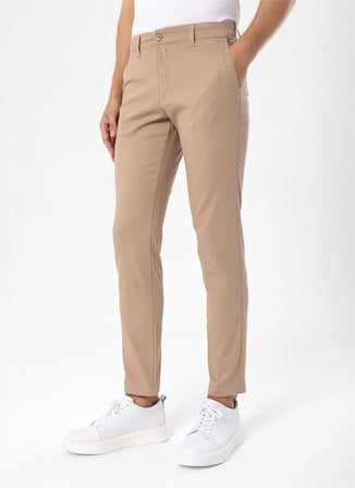 Süvari Bej Erkek Slim Fit Armürlü Pantolon PN2020500686