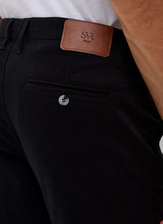 Süvari Siyah Erkek Slim Fit Armürlü Pantolon PN2020500686