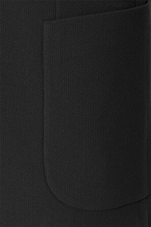 Siyah Slim Fit Sivri Yaka 6 Drop Ceket