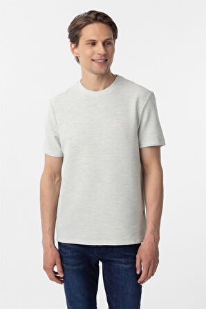 Yeşil Regular Armürlü Bisiklet Yaka Tişört