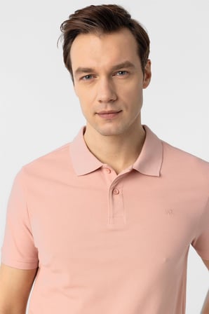 Gül Kurusu Slim Fit Düz Polo Yaka Tişört