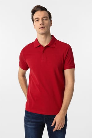 Kırmızı Slim Fit Düz Polo Yaka Tişört