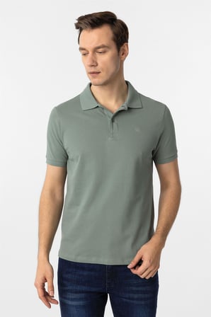 Su Yeşili Slim Fit Düz Polo Yaka Tişört
