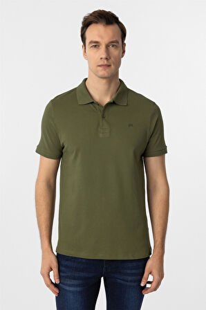 Haki Slim Fit Düz Polo Yaka Tişört