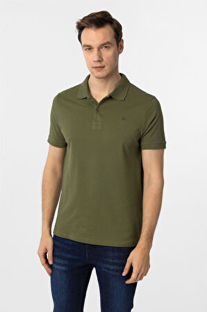 Haki Slim Fit Düz Polo Yaka Tişört
