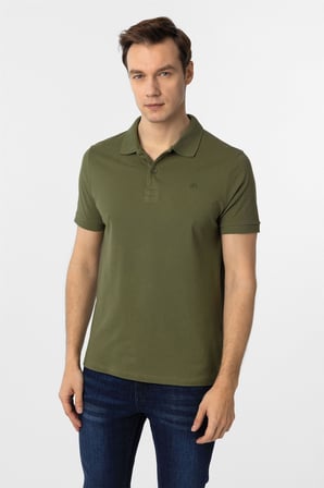 Haki Slim Fit Düz Polo Yaka Tişört