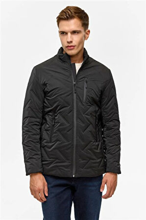 Siyah Slim Kapitone Mont