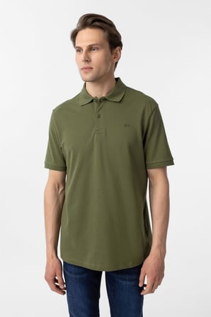 Haki Regular Düz Polo Yaka Tişört