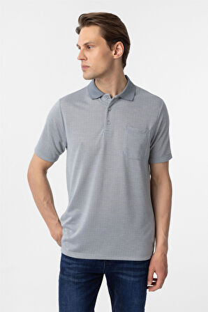 Gri Regular Armürlü Polo Yaka Tişört