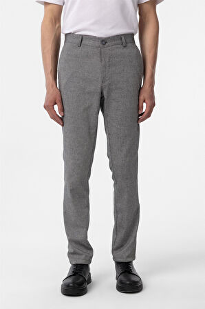 Siyah Regular Armürlü Kanvas Pantolon