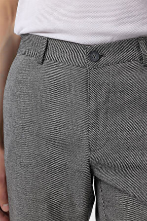 Siyah Regular Armürlü Kanvas Pantolon