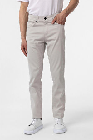 Bej Slim Fit 5 Cep Kalıp Armürlü Kanvas Pantolon