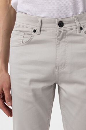Bej Slim Fit 5 Cep Kalıp Armürlü Kanvas Pantolon