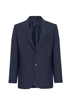 Lacivert Regular Desenli Kruvaze Yaka 4 Drop Klasik Takım Elbise