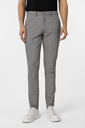 Koyu Gri Slim Fit Armürlü Kanvas Pantolon