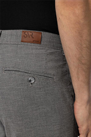 Koyu Gri Slim Fit Armürlü Kanvas Pantolon