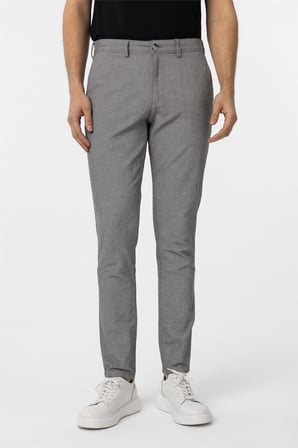 Koyu Gri Slim Fit Armürlü Kanvas Pantolon