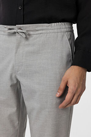Süvari Slim Kalıp Gri Bağcıklı Jogger Pantolon