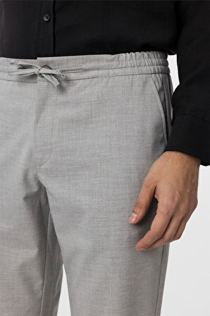 Gri Slim Fit Düz Jogger Pantolon