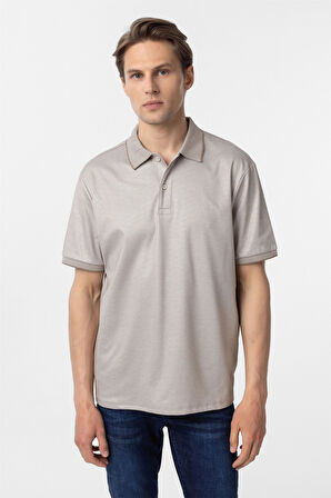 Bej Regular Baskılı Polo Yaka Tişört