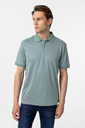 Yeşil Regular Baskılı Polo Yaka Tişört